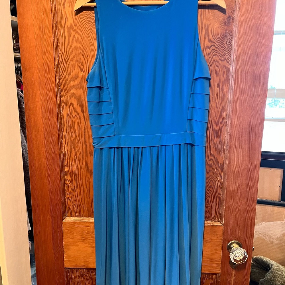 Aegean Blue Lauren Ralph Lauren Sleeveless Pleated Tea-Length Dress